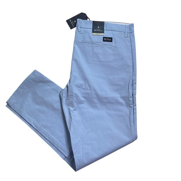 Ben Sherman Mens Slim Fit Light Blue Chino Casual Trouser Pants Size 38w 34l u - Picture 1 of 12